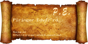 Piringer Edvárd névjegykártya